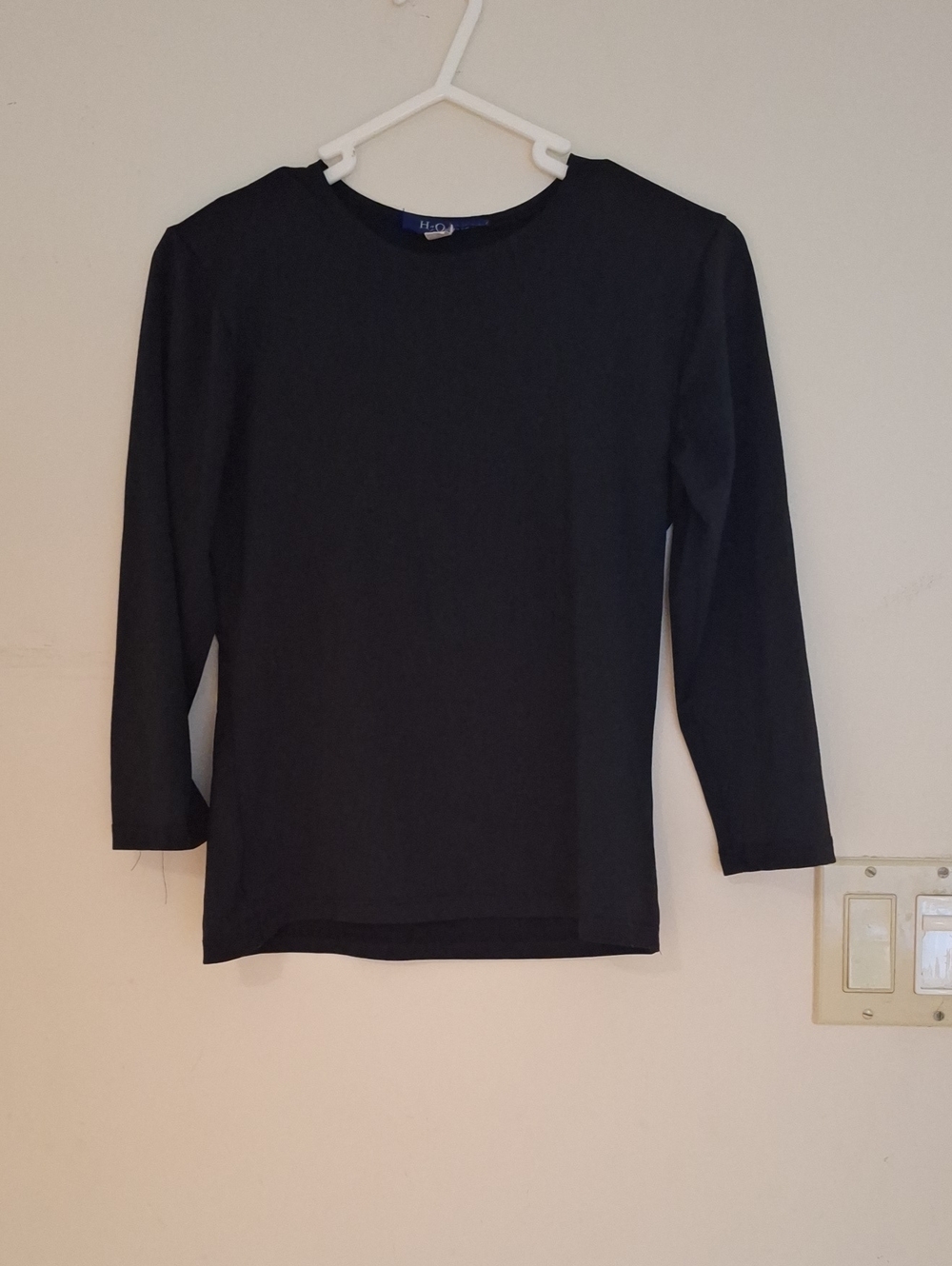 Black Long-Sleeve Crop Top — Unbranded